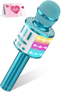 MicQutr LED Drahtloses Bluetooth Mikrofon zum Singen, Spielzeug Kinder, Heim KTV Karaoke Maschine, Tragbares KTV Lautsprecher Recorder für Android/iPhone/iPad/PC