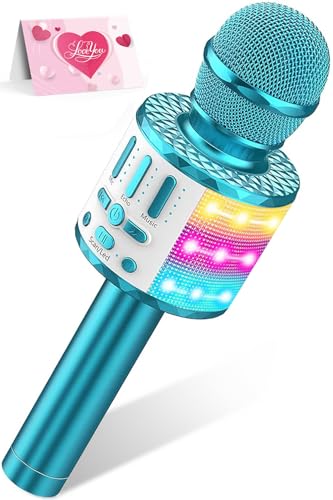 MicQutr LED Drahtloses Bluetooth Mikrofon zum Singen, Spielzeug Kinder, Heim KTV Karaoke Maschine, Tragbares KTV Lautsprecher Recorder für Android/iPhone/iPad/PC