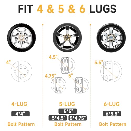 ROADGIVE Spare Tire Carrier, Boat Trailer Spare Tire Mount Supports up to 150LBS, Fits for 4 & 5 & 6 Lugs Trailer Wheels(4\", 4.5\", 4.75\", 5\", 5.5\" Bolt Patterns)