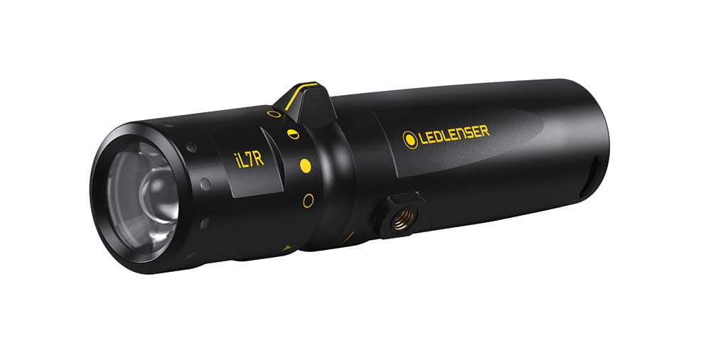 Ledlenser Lampe de Poche Solide pour Atelier iL7R, Rechargeable Batterie Lithium, Protection Contre Les Explosions Zone ATEX 2/22, 360lm, étanche IP68, portée de 170m, Batterie et Station de Charge