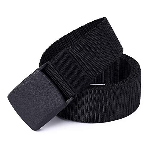Mile High Life | Nylon Web Belt | Outdoor Military Web Belt | Cut To Fit Up To 52” | 1.5” Width | None Metal Buckle Belt (Black, 142Cm) #TOP1