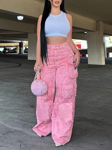 Women's casual sports work pants Washed Cargo Pants3