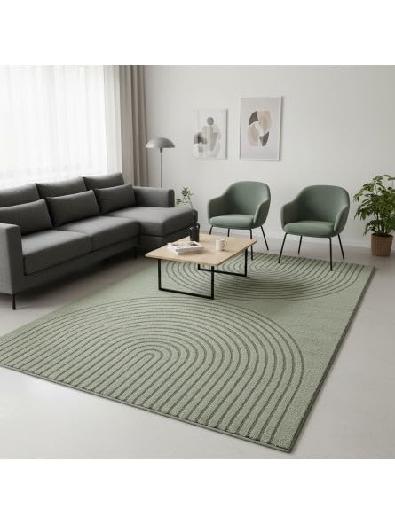 Tapis vert salon moderne 240x340 cm pour sublimer votre espace de vie