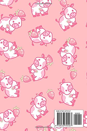 Miniatura 2 de Notebook Strawberry Cow Journal Diary Kawaii Aesthetic Vaporwave Cute Japanese Korean Stationery A5 6x9 120 College Ruled Lined Pages