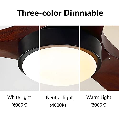 Ventilateur de plafond en bois à 6 vitesses avec lampe LED intégrée