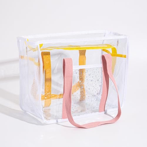 Clear Beach Tote Bag Large Water Prevent PVC Shoulder Bag for Women, Stadium Approved, Suitable for Pool, Concerts, Travel, and Shopping, Lightweight Design4