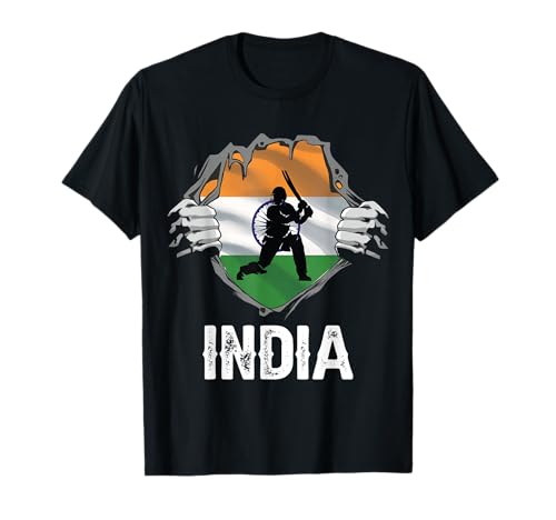 Team india cricket jersey indian flag Womens men Fan cricket T-Shirt