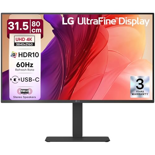 LG Ultrafine Monitor 32U720A-B - 4K UHD VA 32 inch, 60Hz, 5ms GtG, HDR10, Home/Office Display, Eye Care Features, Built-in Speakers, HDMI, DisplayPort, USB-C with 90W PD, Black