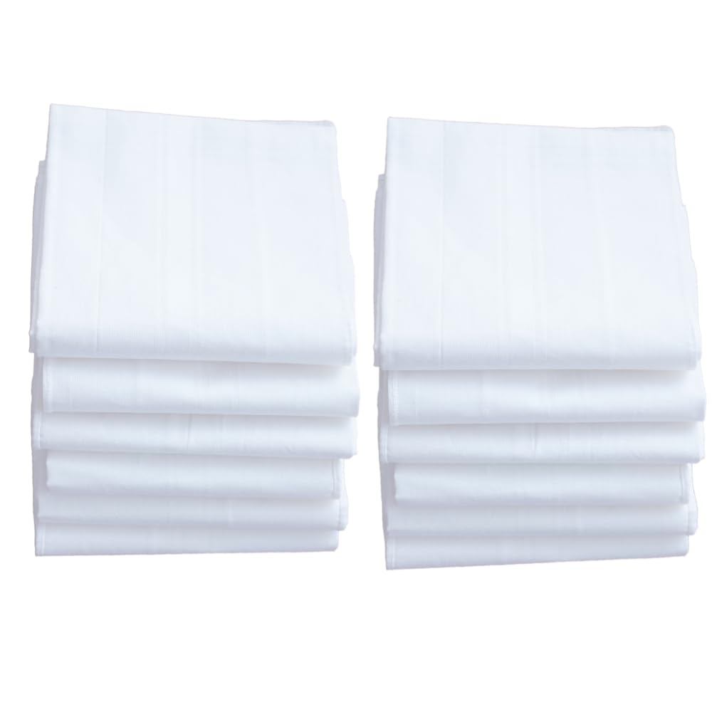 White Cotton Premium Collection Handkerchiefs|Hanky For Men|XXL King Size 53x53CM|(Pack of 12)-picture-49
