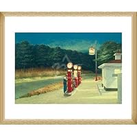 Amazon.co.jp: ポスター エドワード ホッパー Gas 1940 額装品 ウッド