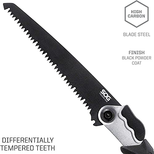 SOG-Folding-Saw-Wood-Saw-Hand-Saw-Pruning-Saw-and-Camping-Saw-with-825-Inch-Removable-Blade-and-Compact-Sheath-for-Foldable-Saw-F10N-CP-Black