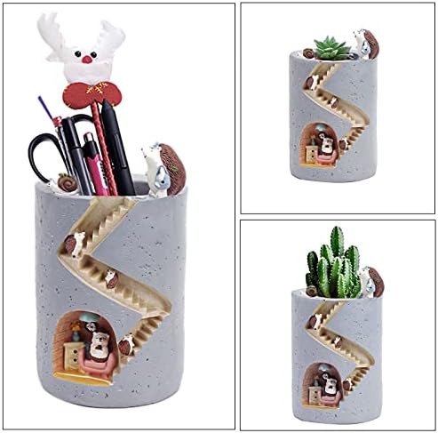Meliyaa Creative Plants Flower Pots Brush Pots Ornaments for Succulent Plants Pot Decorated Desk, Garden, Living Room with Sweet Hedgehog Family