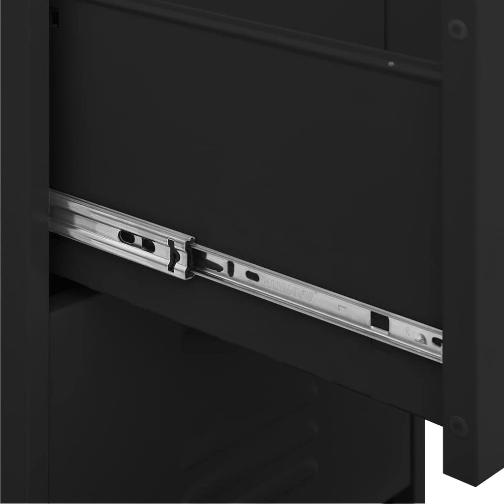 vidaXL Lagerschrank Sideboard Kommode Anrichte Stahlschrank Schrank Beistellschrank Mehrzweckschrank Bücherschrank Standschrank Schwarz 42,5x35x101,5cm Stahl