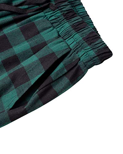 Image of Mens Flannel Pajama Pants Plaid Heavyweight Cotton PJs Bottoms Sleepwear | Soft Cozy with Pockets, Elastic Waistband Drawstring, Adjustable Length, Casual Checkered Lounge Pant, for Home Holiday Daily