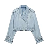 Tissu : cette veste en jean est fabriquée en tissu doux et confortable, avec des caractéristiques douces, respirantes et évacuant l'humidité, durable et confortable à porter