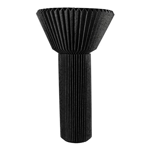 JONATHAN Y 37" Black Modern Minimalist Floor Lamp for Living Room Bedroom, Archer Pleated Paper Shade, Scandinavian Standing Light, Mango Wood Base, LED Bulb Included JYL9104A