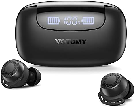 Bluetooth Earbuds, VOTOMY SoloPods S1 100H Playback, Bluetooth 5.0, IPX8 Waterproof, Touch Control True Wireless Earbuds In-Ear Deep Bass Built-in Mic Bluetooth Earphones, LED Digital Display