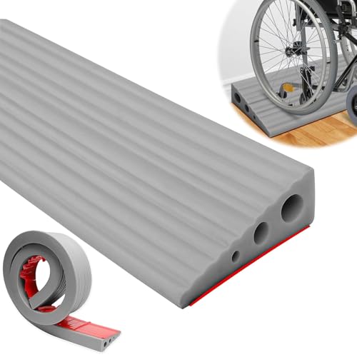 Rampe de Seuil, Rampe en Caoutchouc Plein pour Fauteuil Roulant, pour Aspirateurs Robots, Fauteuils Roulants, Déambulateurs et Poussettes (100 x 6,5 x 2,5CM)