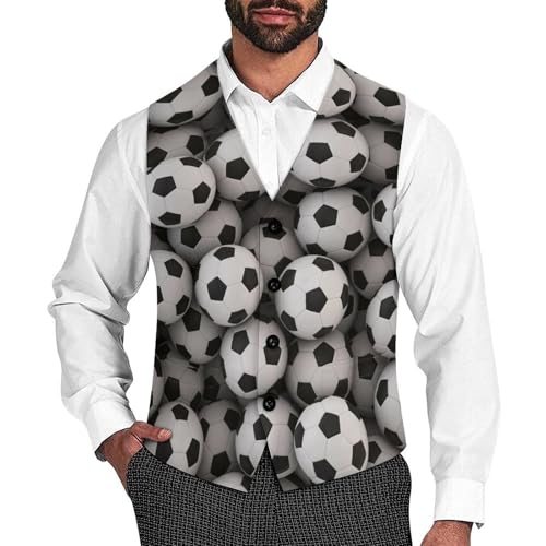Football Men's Suit Vest Slim Fit V-Ncek Waistcoat Business Casual