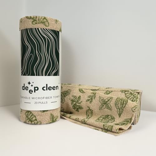 Image of Microfiber Tearable Cleaning Cloth Roll - 20 Pulls | Reusable, Super Absorbent, Easy to Tear | Ideal for Kitchen, Car, Electronics, and More | 180 GSM | Vegetable Print