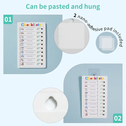 Checklist Board, Checklisten-Tafel Aufgabenliste zum Aufkleben, wiederverwendbares Memoboard für Kinder,Aufgabenplaner Kinder, Aufgabenliste für Kinder (Checkliste-2pcs)