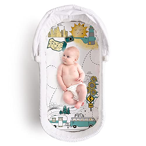 Image of JumpOff Jo - Hypoallergenic Fitted Bassinet Sheet for Baby Boys & Girls - Rectangular, Hourglass & Oval Crib Compatible, Soft, Breathable, Machine Washable - Travel Road Trip
