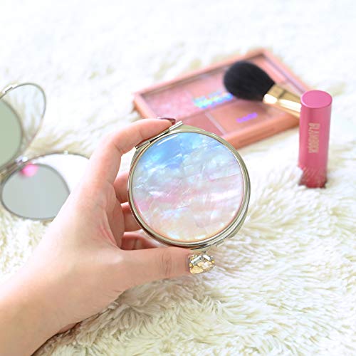 Maddesign Mother Of Pearl Makeup Compact Purse Mirror Double Sided Folding Magnify Clouds #TOP3