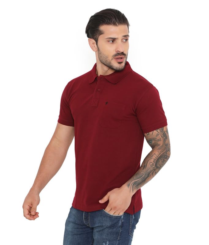 Image of VIP Cotton Rich Fabric Pique Knit Polo Collar T-Shirt Combo Set for Mens with Pockets