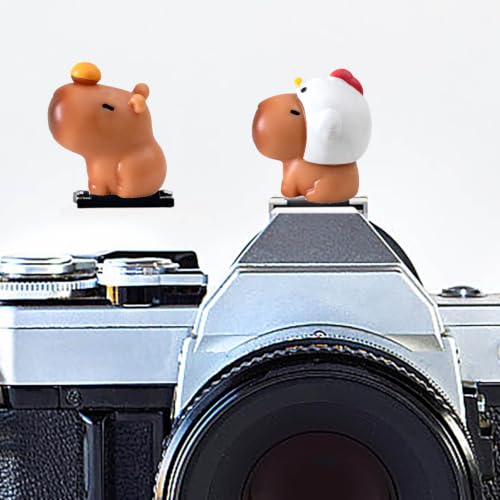 Camera Hot Shoe Cover, Cartoon Hot Shoe Cap, Hot Shoe Protector Compatible with Sony Fujifilm Fuji Canon Nikon Pentax Leical Panasonic (2pcs Hat Capybara)