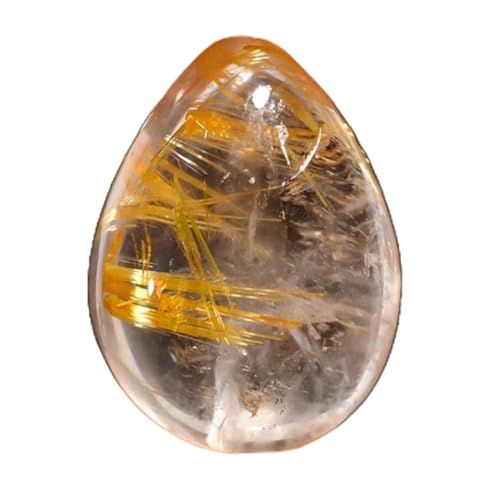 Quartz rutile doré naturel poire 16x12x7mm pierre pour fabrication bijoux collier