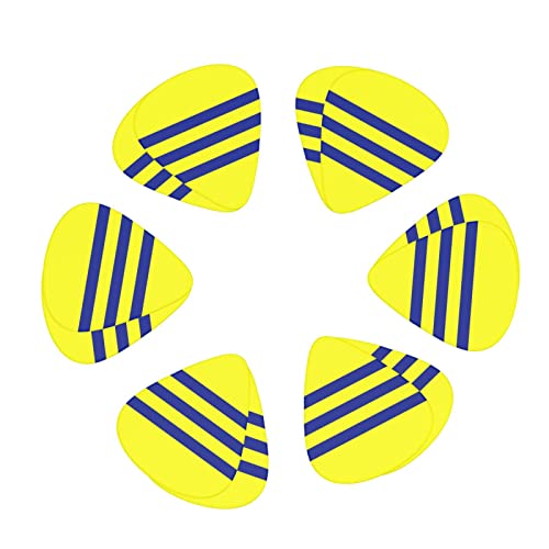 Lot de 12 médiators de guitare à rayures jaunes et bleues dans une boîte pour ukulélé guitare électrique basse - Les Beatles, Paul McCartney, John Lennon, RIngo Starr, George Harrison Lot de 12 médiators de guitare à rayures jaunes et bleues dans une boîte pour ukulélé guitare électrique basse – Image 3