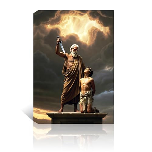 CQOJXART Abraham and Isaac Sacrifice Framed Canvas Wall Art 24