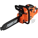 HEY! PLAY! Toy Chainsaw - Fake Outdoor Power Tool for Pretend Play - Battery-Powered with Pull Cord, Rotating Chain, and Realistic Sounds (Orange)