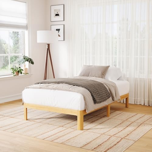 10-Inch Bamboo Twin Bed Frame with Metal Slats
