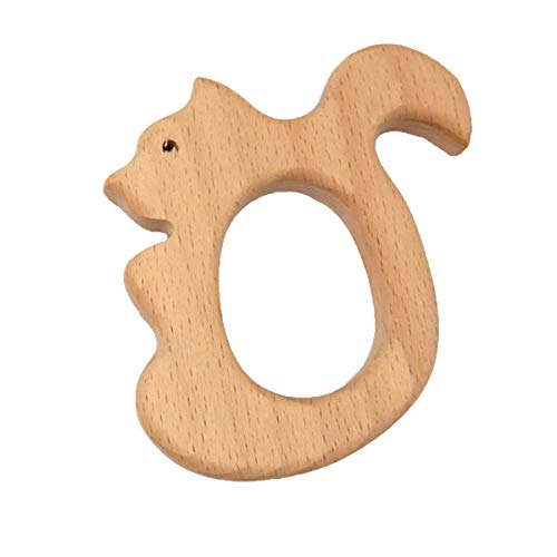 Image of 2pcs Lovely Cartoon Wood Pure Natural Animal Shape Beech Wooden Handmade DIY Necklace Pendant Decorations (Squirrel)