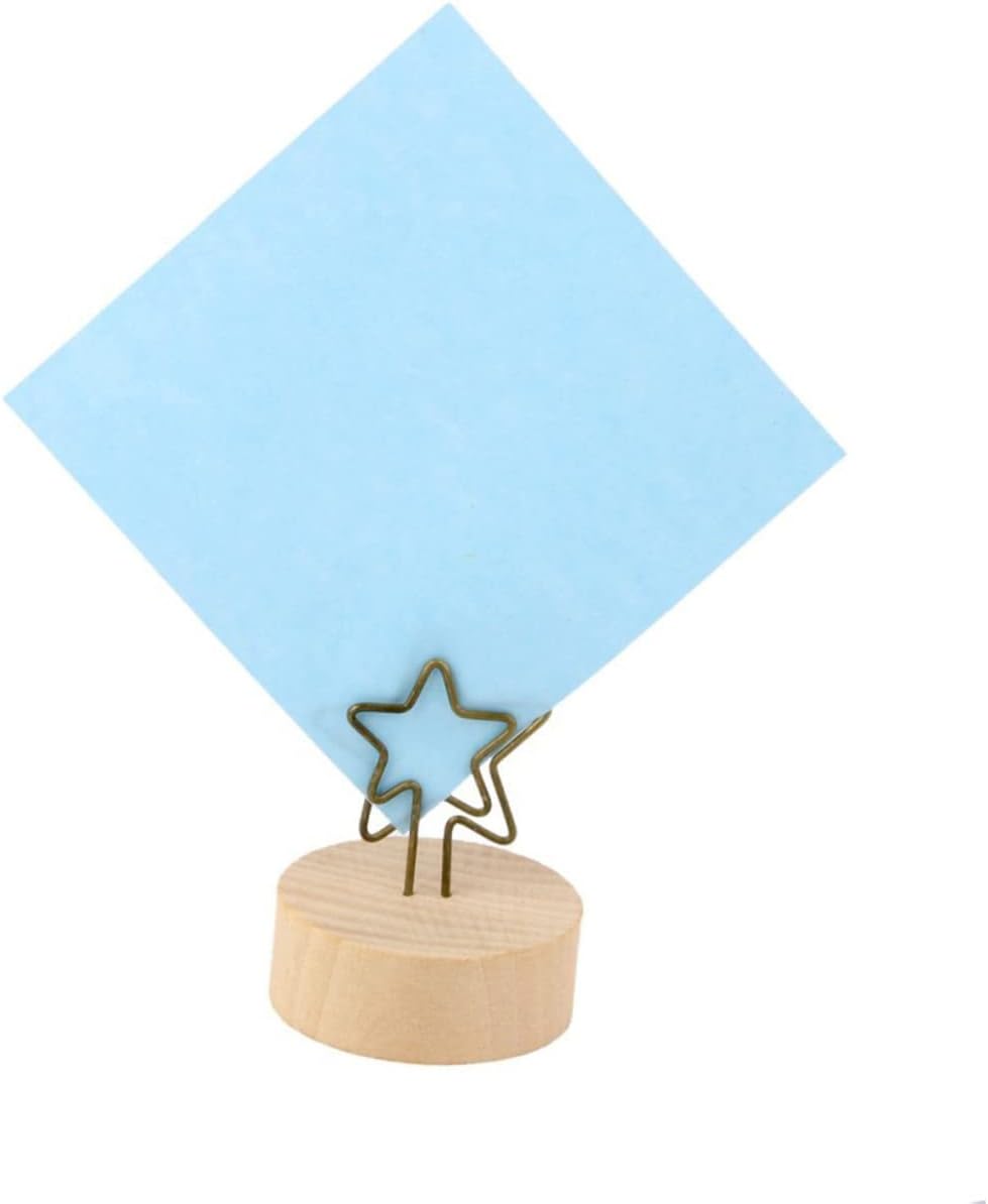 Wooden Base Memo Clip Holder Star Design Creative Photo Note Stand for Desk for Home Office Organization Features Clip and Rustic Finish image 4