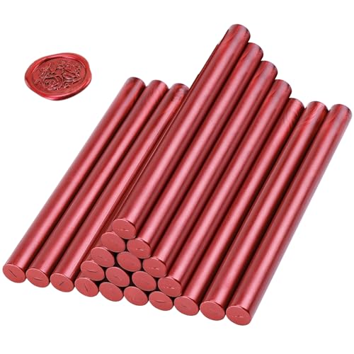Coolty 20 Stück Wachs Siegel Stöcke 11mm Klebepistole Versiegeln Wachs Sticks für Wachs Siegel Stempel Versiegeln Einladungen Karten Umschläge Geschenkverpackungen (Rot)