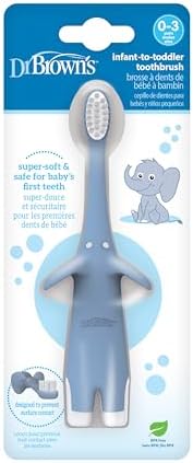 Dr. Brown's™ Infant-to-Toddler Toothbrush, Elephant, Blue, 0-3 years