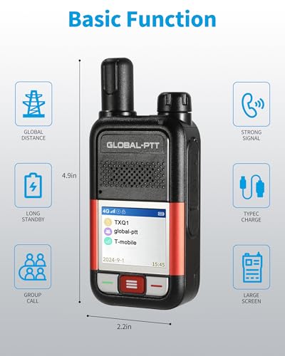 2-Pack Global PTT 4G Walkie Talkies with Pre-Installed SIM Cards - Nationwide Coverage Unlimted Communication Range PoC Two Way Radios Audio and Rugged Design (Black) - Thumbnail 5