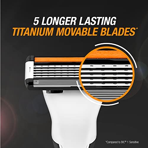 BIC Hybrid 5 Flex Refillable Men's Razor, 1 Weighted Handle and 10 Nano-Tech Titanium 5-Blade Refills with Precision Blade - Bundle of 1+10