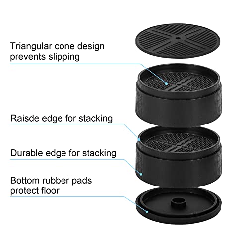 Suhaus Round Bed Risers 8 Pieces,Adjustable Furniture Risers,Lifting Height 1", 2", 3" Or 4",Can Support Up To 1300 Pounds,Suitable For Bed/Sofa/Desk/Chair/Refrigerator/Lifter(Black With Wood Grain) #TOP2