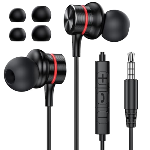 MOSWAG Auricolari Cablati, Auricolari Cablati Neri da 3,5 mm con