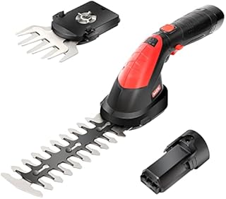 MZK Cordless Grass Shear & Hedge Trimmer - 7.2V Electric Shrub Trimmer 2-in-1 Handheld Hedge Cutter/ Grass Trimmer/ Hedge Clipper with Rechargeable Battery and Charger