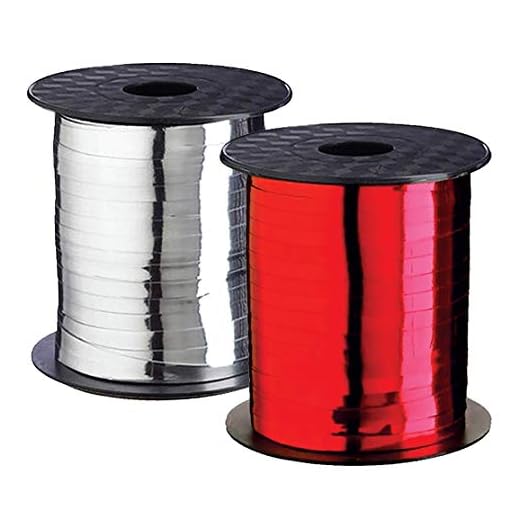 Silver Ribbon Curling Gift Wrapping Ribbons Red Valentine Holiday Clearance Metallic Silver & Red Set Shiny for Xmas, Birthday/New Year Party Decoration, Wedding Gift Wrap 500 Yards