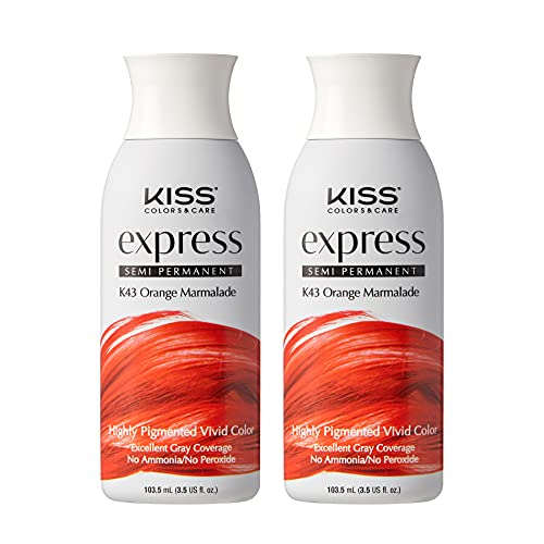 Kiss Express Semi-Permanent Hair Color 100mL (3.5 US fl.oz) (2 PACK, Orange Marmalade)
