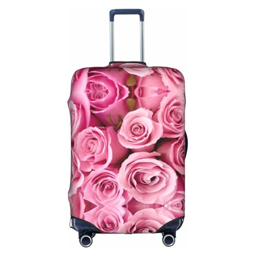 Housse de bagage élastique imprimé rose et blanc taille L avec fermeture éclair