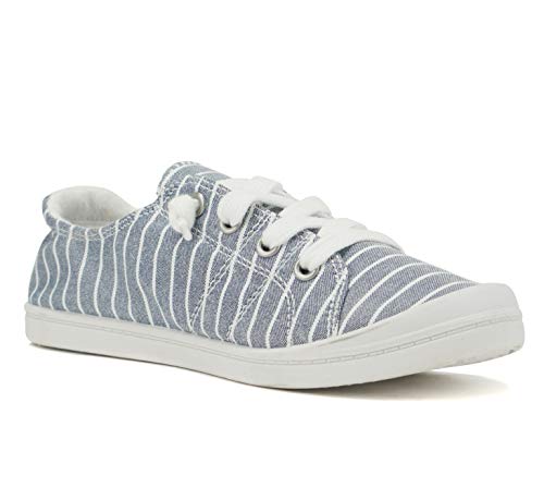 Image of Soda Flat Women Shoes Linen Canvas Slip On Sneakers Lace Up Style Loafers Zig-S