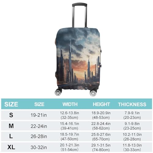 Luggage Cover Elastic Washable Suitcase Cover Dust-Proof City Scape Travel Luggage Cover Fashion Suitcase Protector Thickened Baggage Cover Fit 18-32 Inch Luggage S2