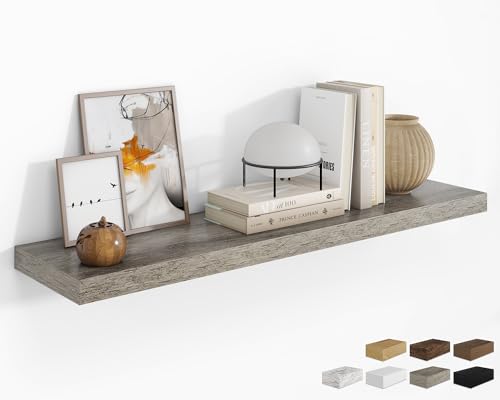 RICHFOCUS Long Floating Shelves for Wall 1Pack, Grey, 48" Lx8 D