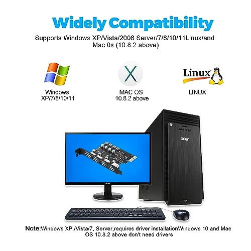 Image of Sinefine 4 Ports PCI-E to USB 3.0 Expansion Card (4 USB Type-A), PCI Express (PCIe) Expansion Card for Desktop PC Support Windows7 /8 / /10 /11